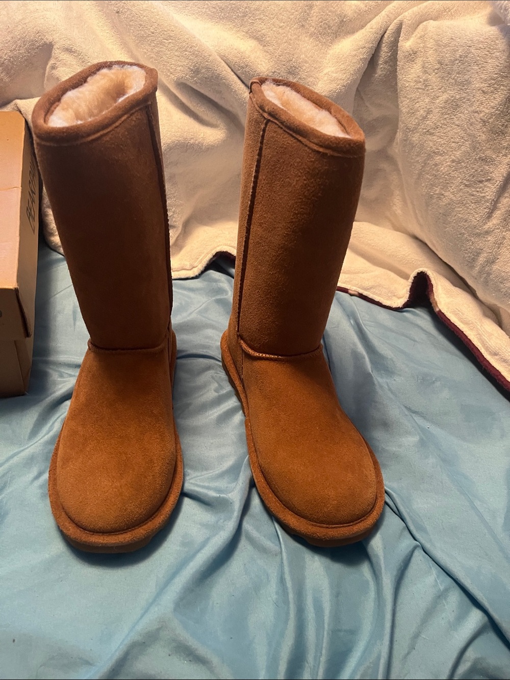 BearPaw Tall Suede Winter Boots - Chestnut Brown